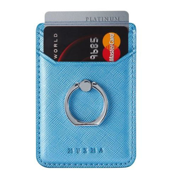 MUXMA-kortinpidikkeen rengasteline RFID-estävä liimainen luottokorttipaikka - sininen Blue