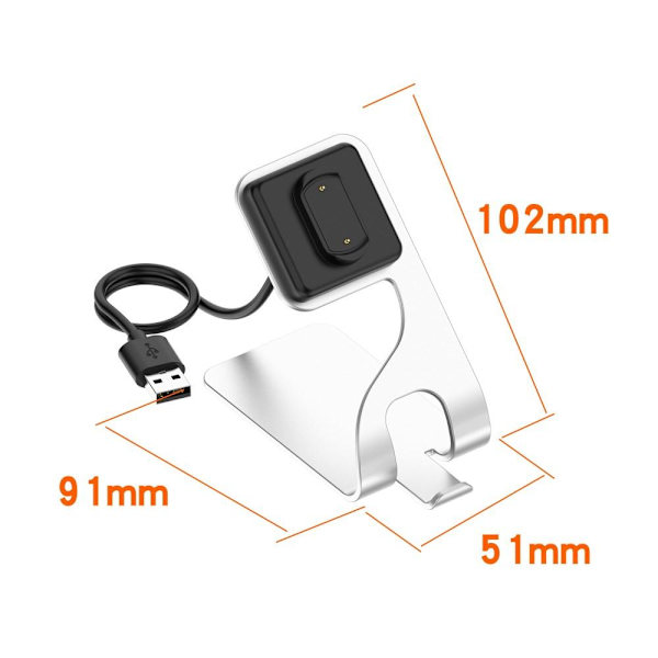 Til Amazfit T - Rex Ultra A2142 USB - kabel opladningsdockingoplader Silver