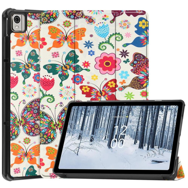 Nokia T21 Trifold Stand Sleep Wake Tabletcover-etui - Sommerfugle Multicolor