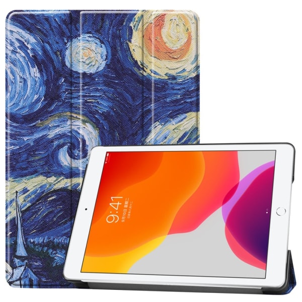 Apple iPad 10.2 2021/2020/2019 Kuvio PU-kolminkertainen teline -tablettikotelo - abstrakti Multicolor