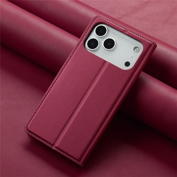 LC.IMEEKE Telefonlommebokdeksel med støtteben til iPhone 18 Pro / 17 Pro Red