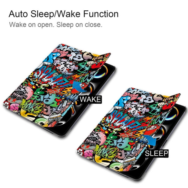 Etui for iPad Pro 11 (2024) med Tri-fold Stativ - Graffiti Multicolor