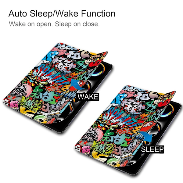 Til iPad Pro 11 (2024) Etui Tre-fold Stativ Tablet Cover - Graffiti Multicolor