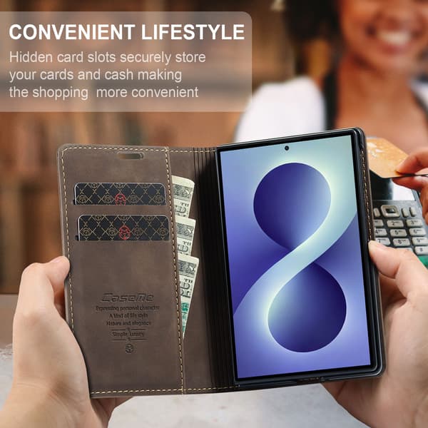 CASEME Telefonplånboksfodral med stöd till Samsung Galaxy Z Fold8 Brun
