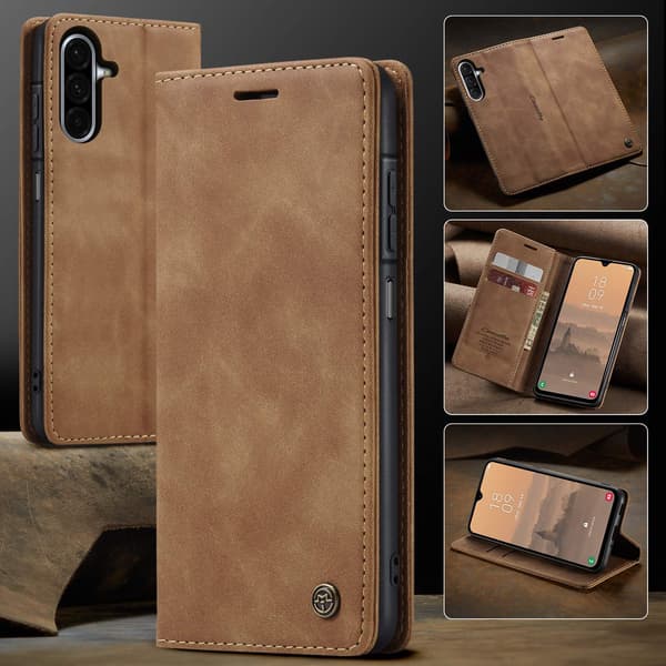 Til Samsung Galaxy A37 5G CASEME Pungetui brun