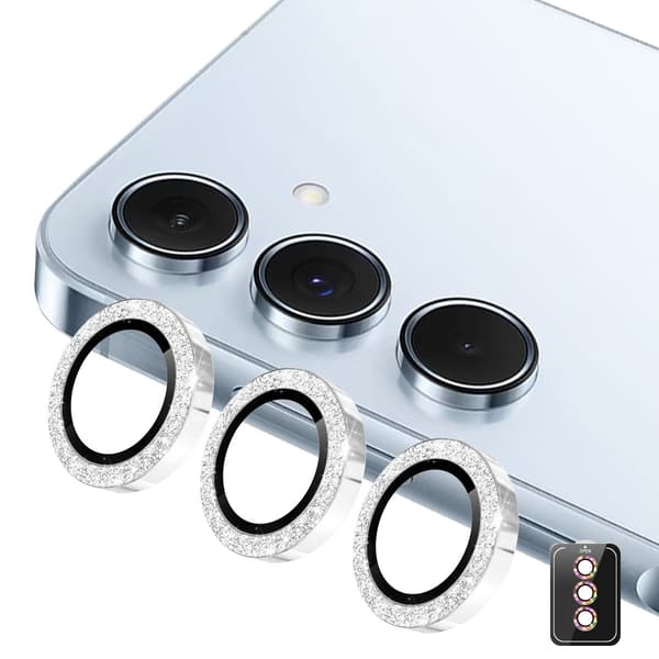 For Samsung Galaxy S26 Glitrende Kameralinsebeskytter Silver