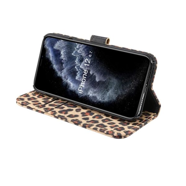 iPhone 12 Pro Max Plånboksfodral Fodral Leopard - Brun Brun