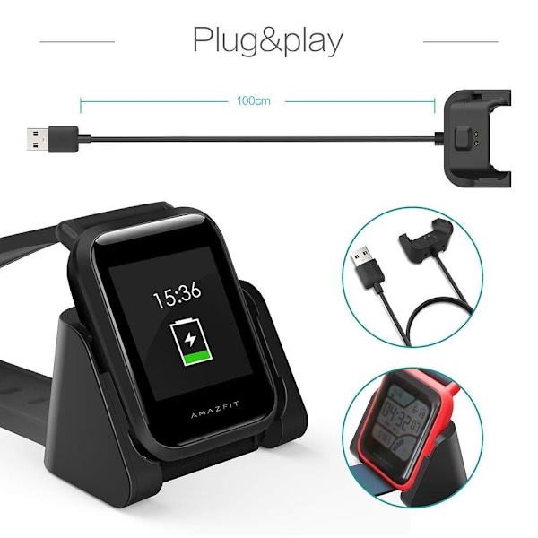 Amazfit Bip Lite A1915/Bip A1608 latauskaapeli 1.0M USB Black