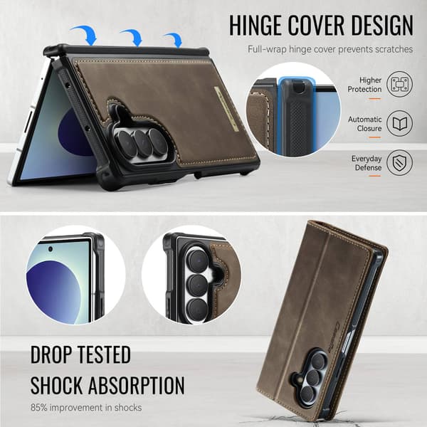 CASEME Telefonfodral med stöd för Samsung Galaxy Z Fold8 Ultra Brun