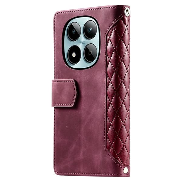 Til Xiaomi Redmi Note 15 Pro 5G Zipper Wallet Case Rhombus Telefoncover Red
