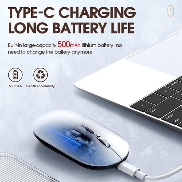 T - WOLF X2 Uppladdningsbar 2,4G+Bluetooth trådlös mus dator pc Svart