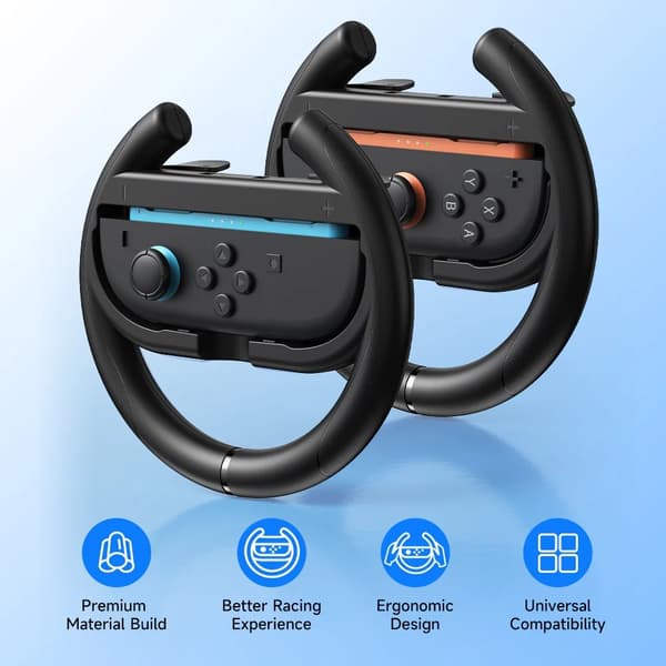 Kompatibelt med Nintendo Switch 2 Vänster Höger Joy-Con Racing Rattgrepp Ratt Svart