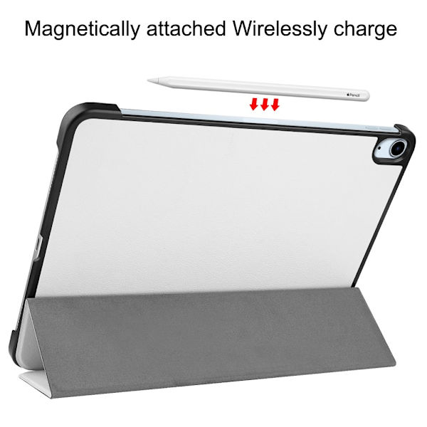Til iPad Air 11 (2024) Etui Tre-fold Stativ Tablet Cover - Hvid White