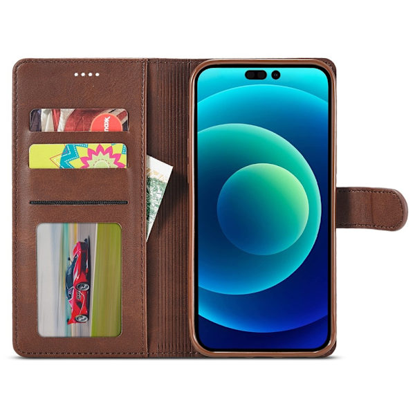 LC.IMEEKE Lommebokveske for iPhone 15 Plus Dark brown