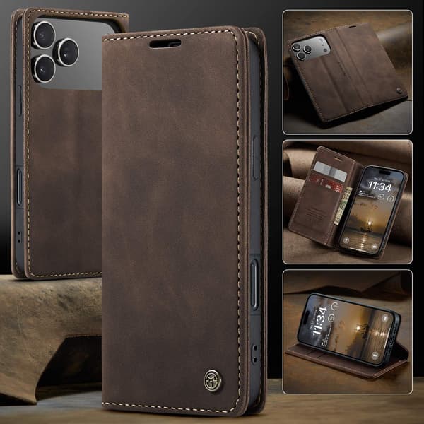 CASEME Lommebok-deksel iPhone 17 Pro - Kaffe Dark brown