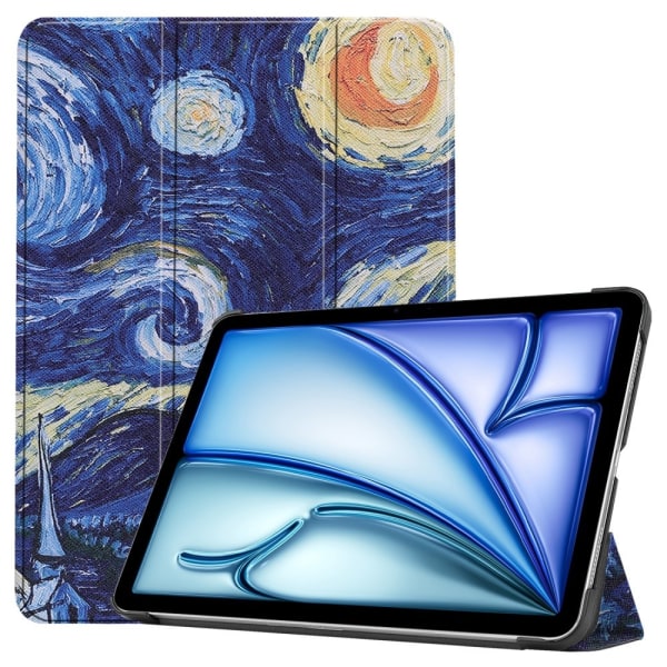 Til iPad Air 11 (2024) Etui Tre-fold Stativ Tablet Cover - Painting Multicolor