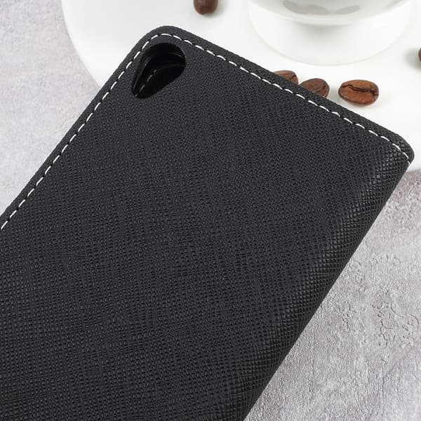 Asus Zenfone Live - Cross Texture Lommebok - cover - Sort Black