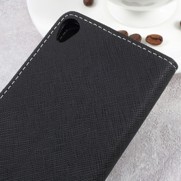 Cross Texture Wallet Case for Asus Zenfone Live ZB501KL Black