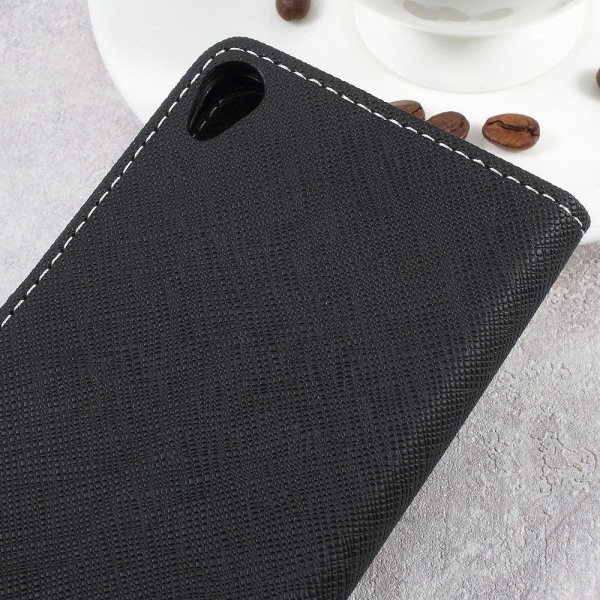 Cross Texture Wallet Case til Asus Zenfone Live ZB501KL Black
