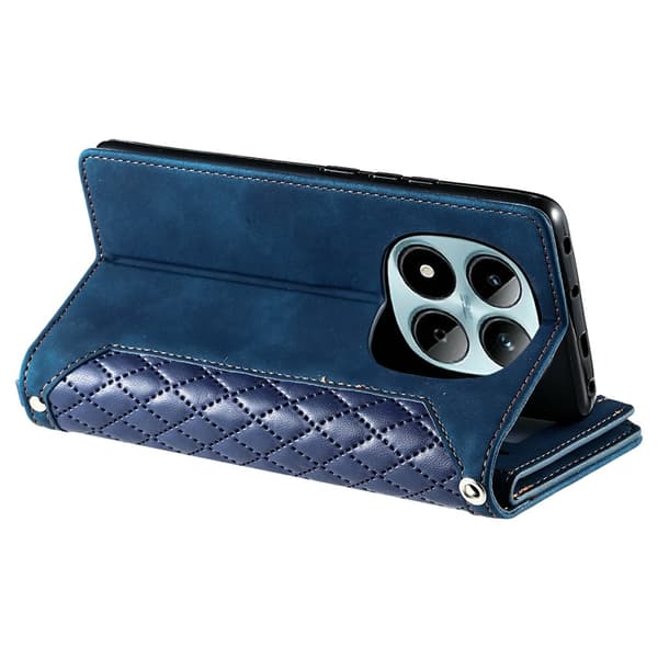 Til Xiaomi Redmi Note 15 Pro 5G Zipper Wallet Case Rhombus Telefoncover Blue