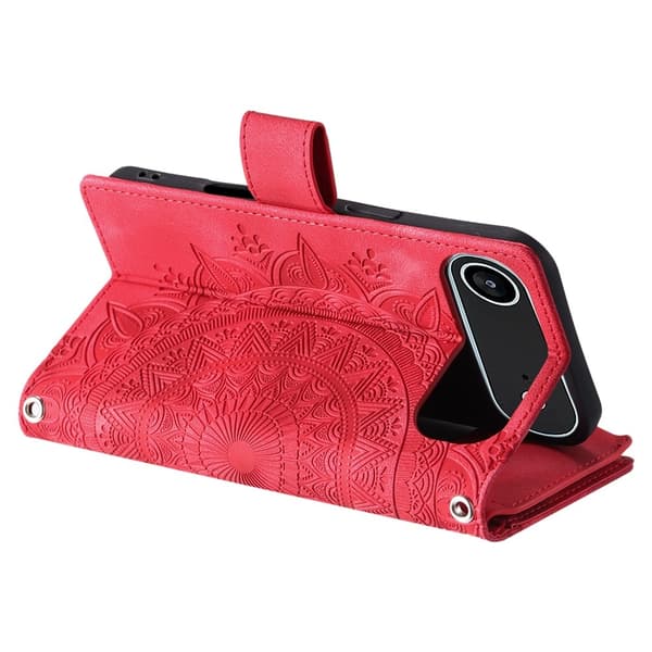 Pungetui kompatibelt med iPhone Air cover etui mandala blomstermønster Red