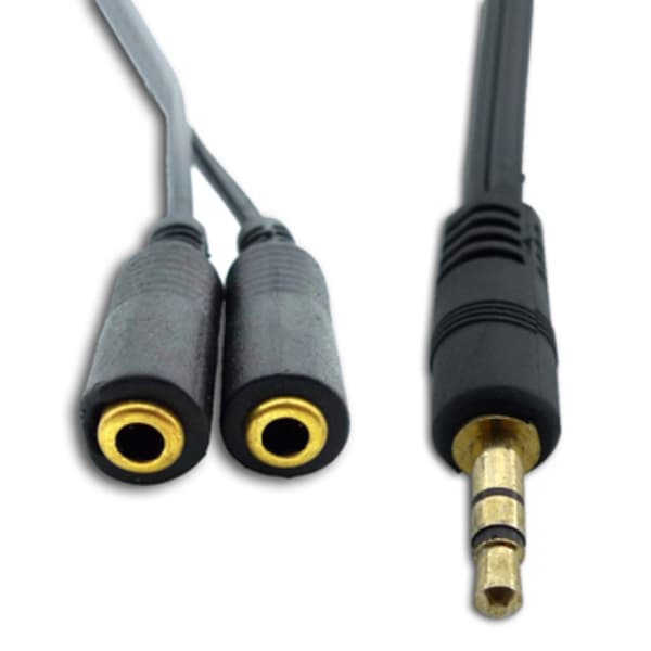 3,5 mm hann til 2 kvinnelige lydsplitter Kabellengde: 18,5 cm Black