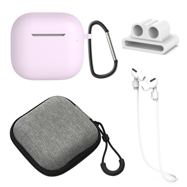 For AirPods 4 5 stk Tilbehør Veske Oppbevaringsboks Halsstropp Hodetelefonholder Nøkkelring - Lilla Purple