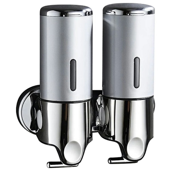 Rustfrit stål Sæbedispenser 1000ml Manuel Push Pump Shampoo Body Wash Silver