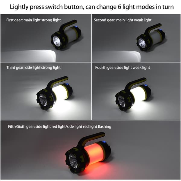 Taskulamppu Camping Light Emergency Searchlight High Beam Spotlight sivuvalo Green