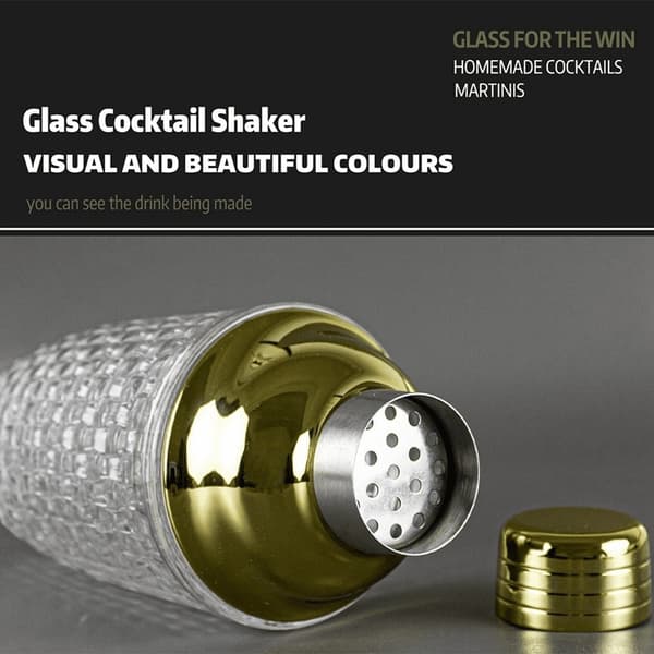 385 ml Cocktail Shaker vävd textur glas + lock i rostfritt stål Cup Transparent