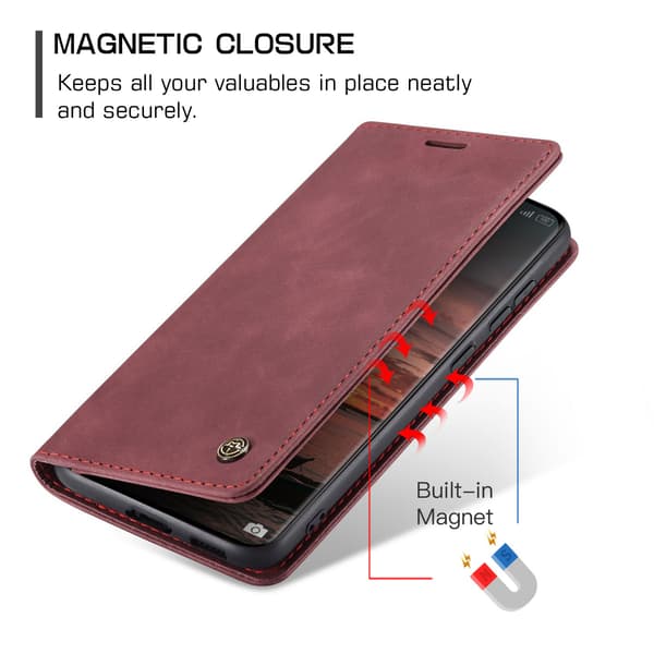 CASEME Retro Etui med Lommebok til Xiaomi Redmi Note 15 / Xiaomi Poco M8 5G Red