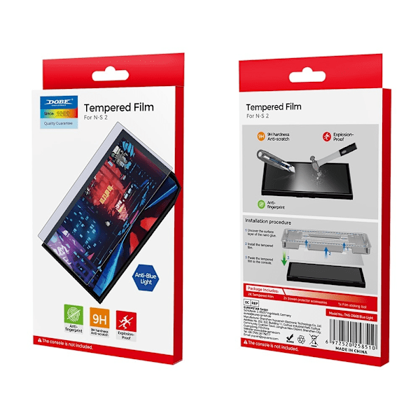 Yhteensopiva Nintendo Switch 2 Dobe Tempered Glass -näytönsuojan sinisen valon suodattimen kanssa Transparent