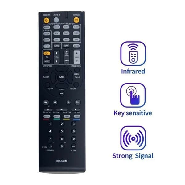 Fjärrkontroll Ersättning för RC-801M För Onkyo AV Receiver Svart