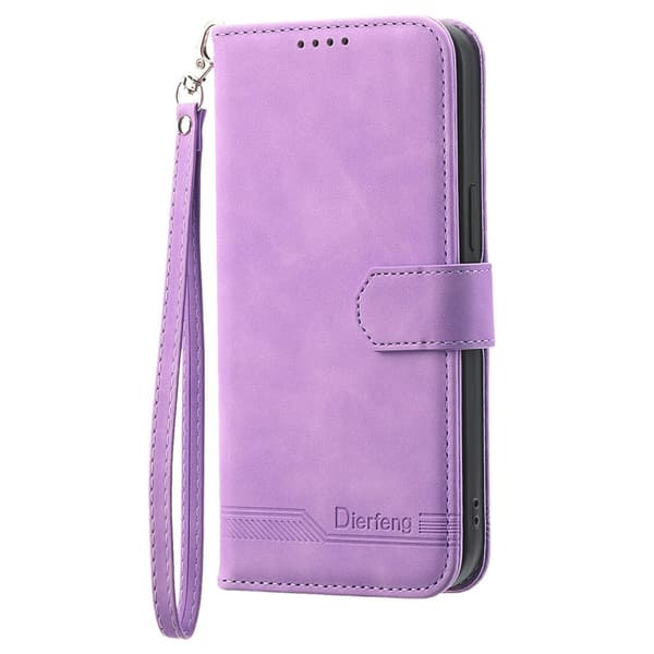 DIERFENG For Samsung Galaxy A57 5G Wallet Case with Stand and Wrist Strap Purple