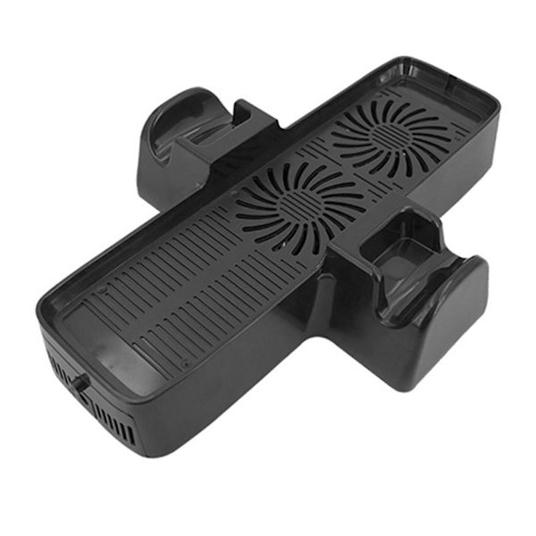 Xbox 360 -jäähdytystuulettimen lämmönpoisto Kahden tuulettimen pelikonsolin jalusta Black