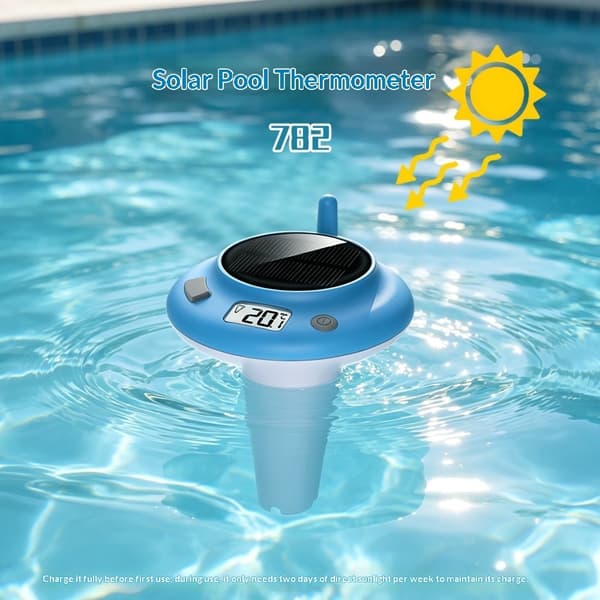 Termometer Vattentemperatur Uppladdningsbar flytande digital solcellstermometer Blå
