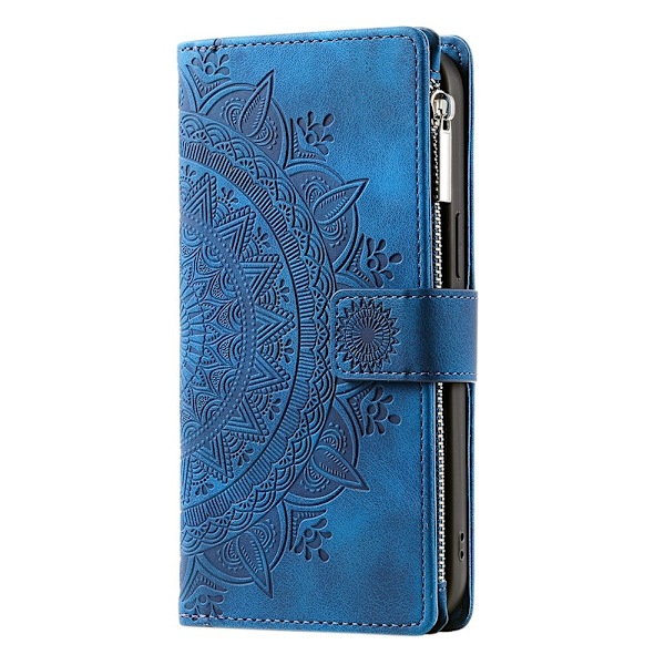 For Google Pixel 10 Pro / 10 / 9 Pro / 9  Lommebok Deksel Shell Mandala Blomstermønster Blue