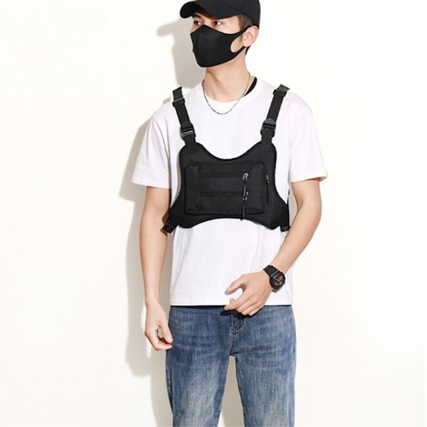 Tactical Vest Bag Vandtæt brystmavetaske med flere lommer Black