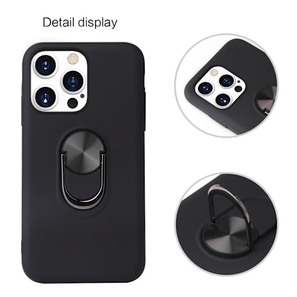 iPhone 13 Pro Max Finger Ring TPU Hybrid Case Kickstand - Black Black