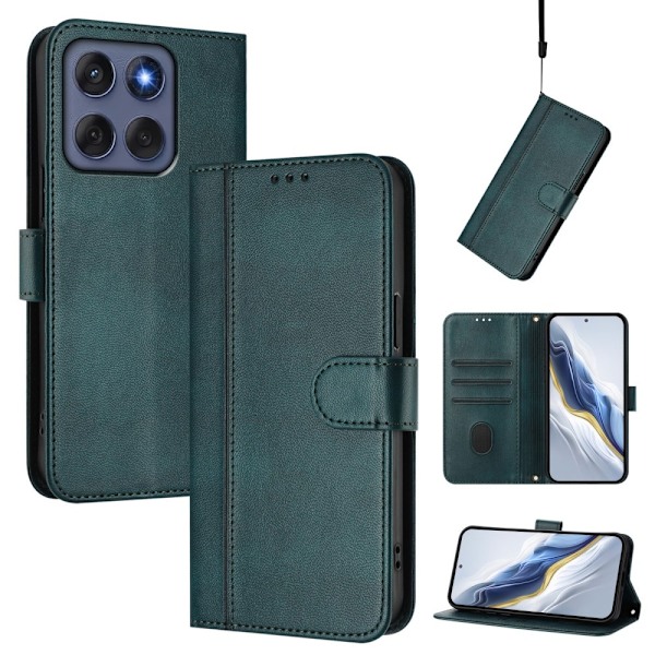 Motorola Edge 60 5G / 60 Fusion 5G Suojakotelot Lompakko Teline Retrokuvio Nahkainen Green
