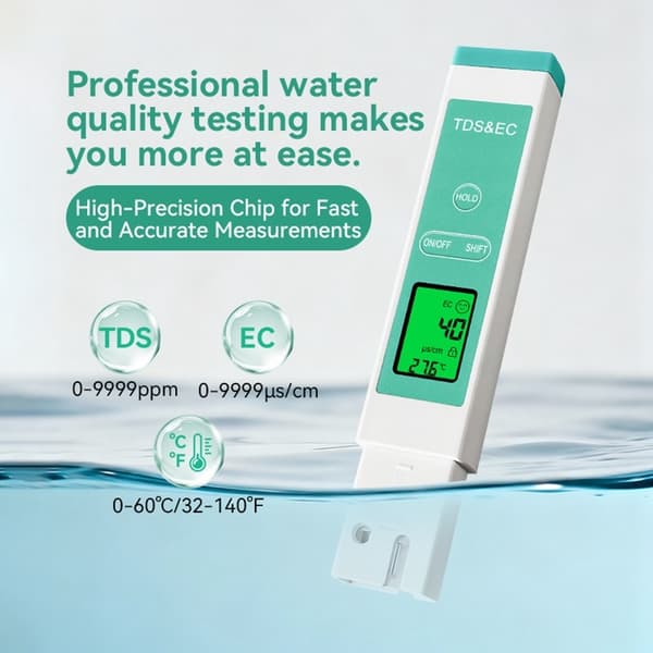 Tester Vandkvalitet EC TDS Temperaturmåler Drikkevand Digital Testpen Green