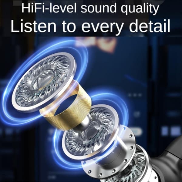 Clip - On Ear Bluetooth 5.3 Hodesett Støyreduserende Trådløs Hodetelefon Black