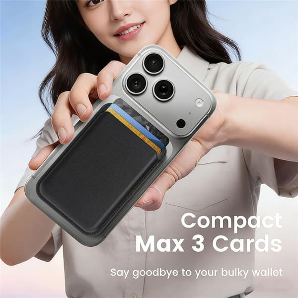 Slank magnetisk kortholder for iPhone 17, 16, 15, 14, 13 og 12 Black