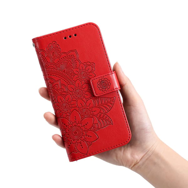 Xiaomi Redmi 15C Jalustakotelo Mandala Lompakkokotelo Red