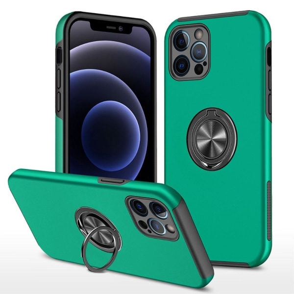 iPhone 14 Pro Fingerring Kickstand Hybrid Taske - Grøn Green