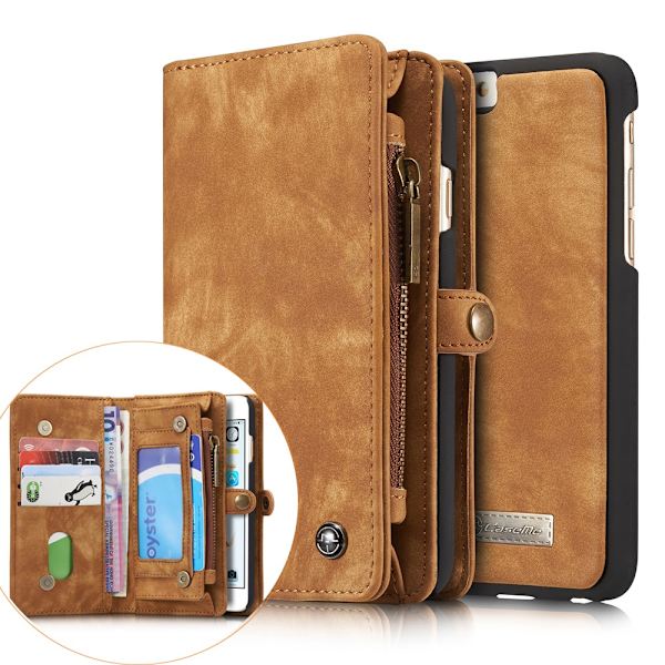CASEME iPhone 6s 6 Retro Split skinn lommebokveske - Brun Brown