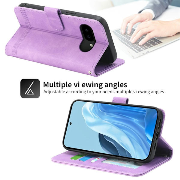 DIERFENG For Google Pixel 10a Wallet Case with Stand and Wrist Strap Purple