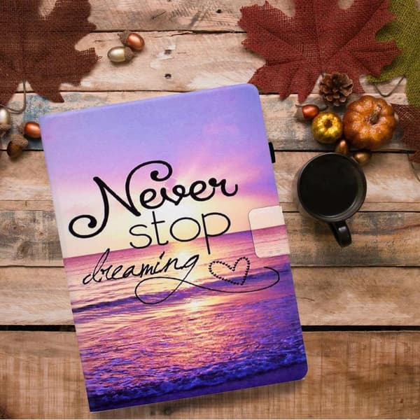 Tablettdeksel med klaff og stativ for iPad 10.9 (2022) - Never Stop Dreaming Purple