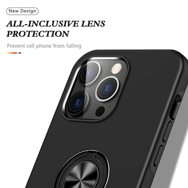Til iPhone 15 Pro Hybrid Deksel Med Fingerring - Svart Black
