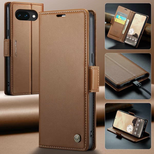 CASEME Google Pixel 10a RFID Suojattu Lompakkokotelo Brown